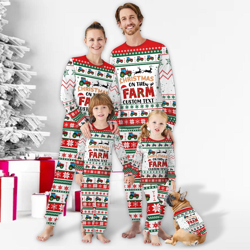 Personalized Name Christmas Farm Matching Pajamas Personalized Name Christmas Farm Matching Pajamas