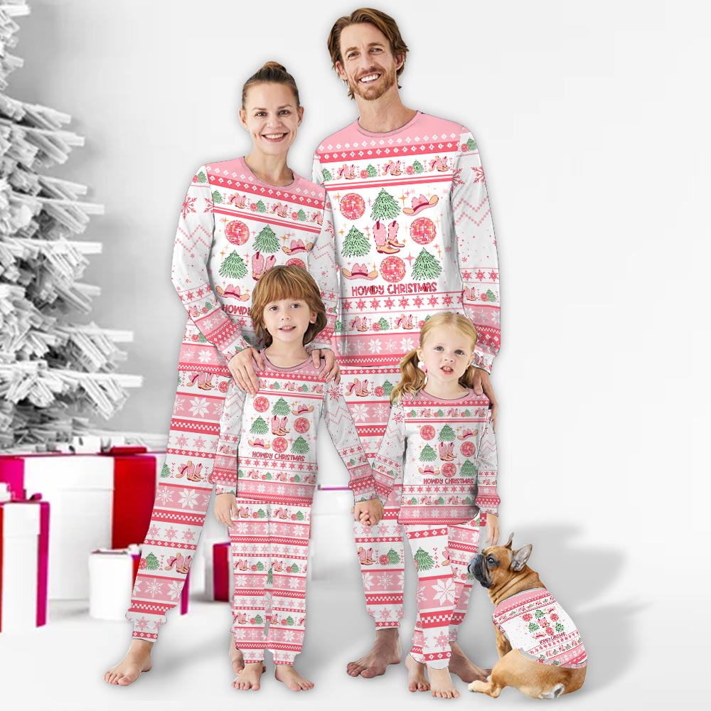 Pink Howdy Christmas Matching Family Pajamas Pink Howdy Christmas Matching Family Pajamas