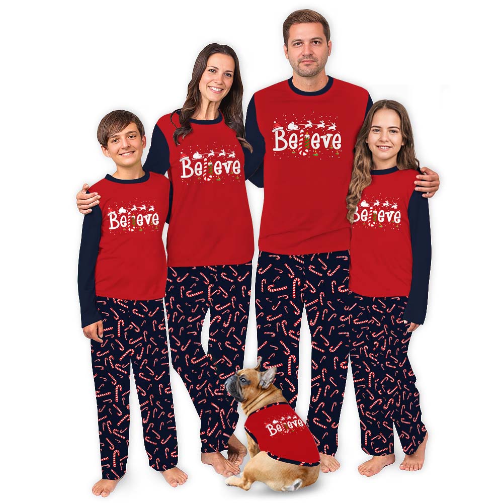 Believe Candy Cane Matching Xmas Pjs Family Believe Candy Cane Matching Xmas Pjs Family