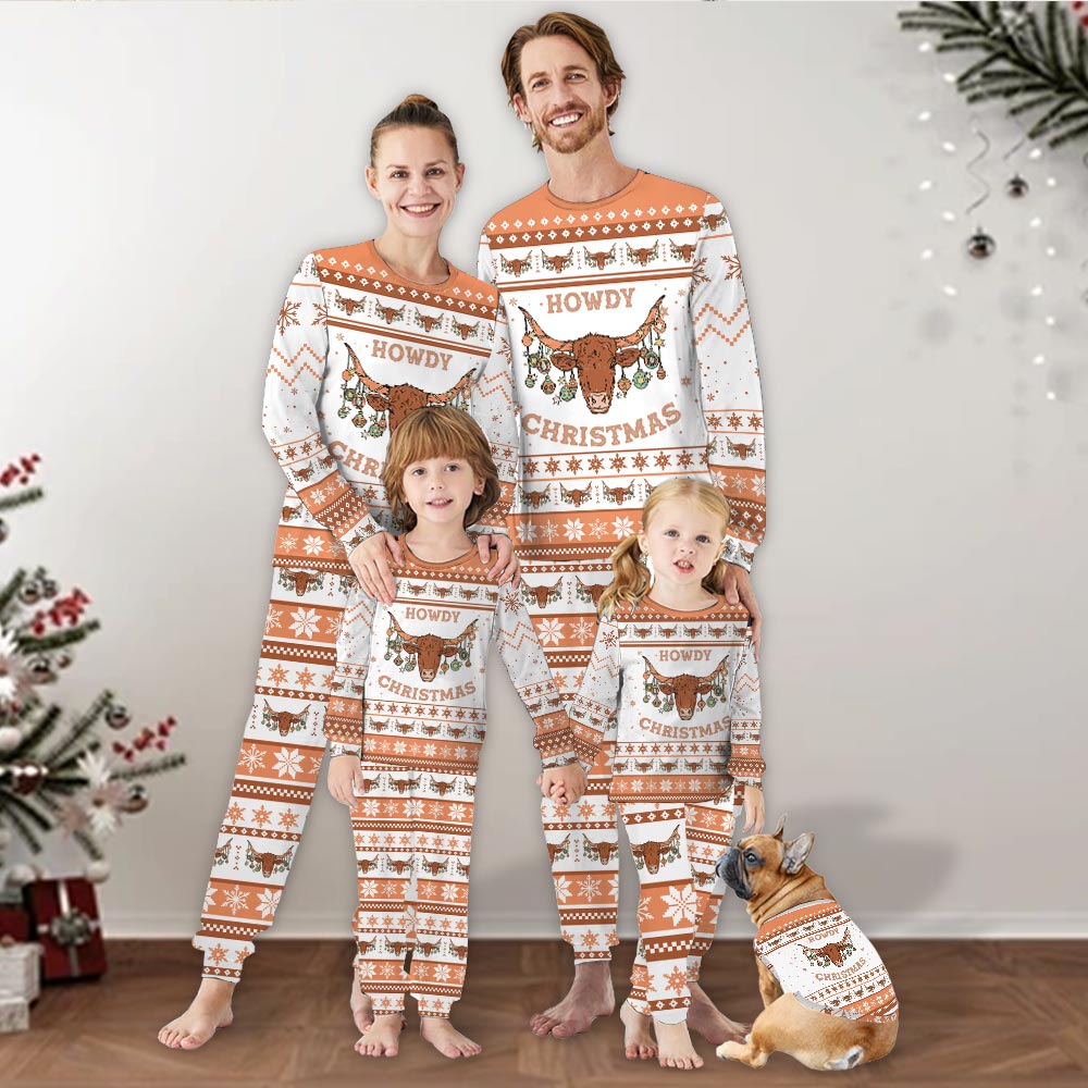 Howdy Christmas Matching Family Pajamas Including Dog Howdy Christmas Matching Family Pajamas Including Dog