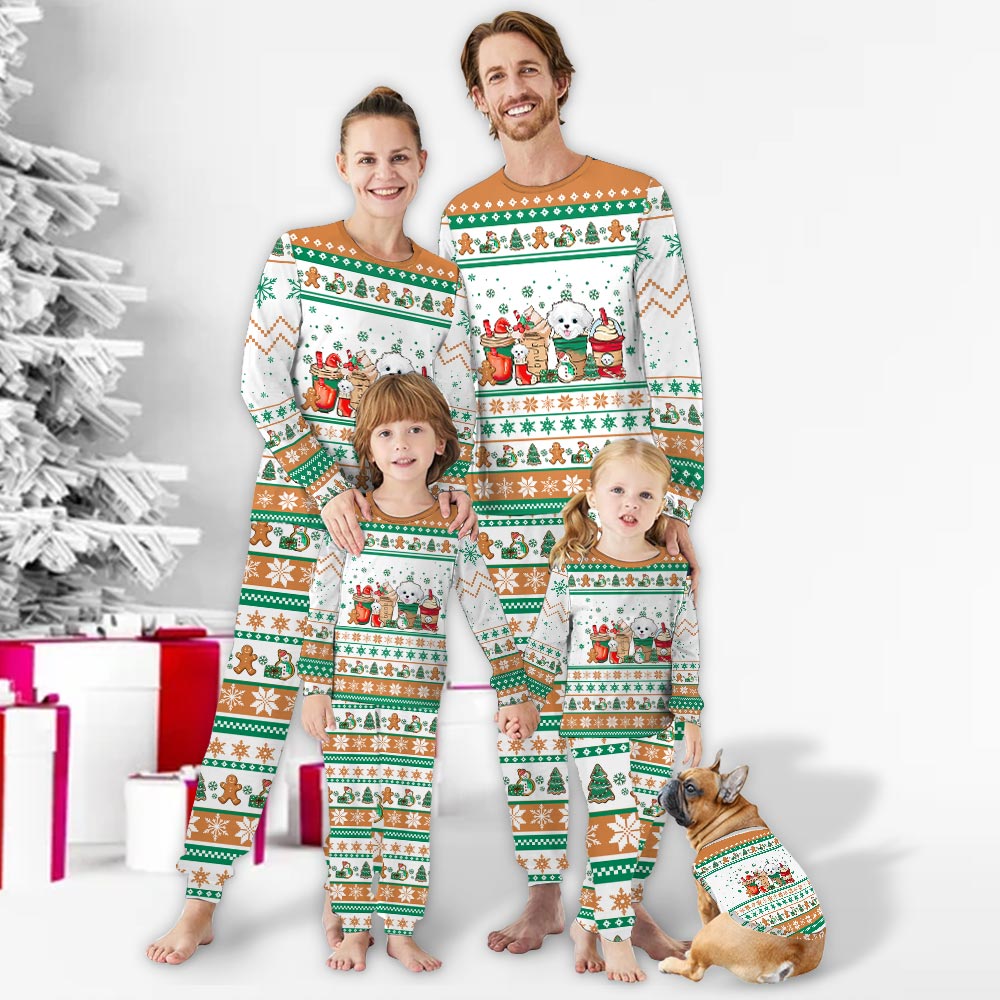 Christmas Matching Pajamas With Customized Dog Photo
