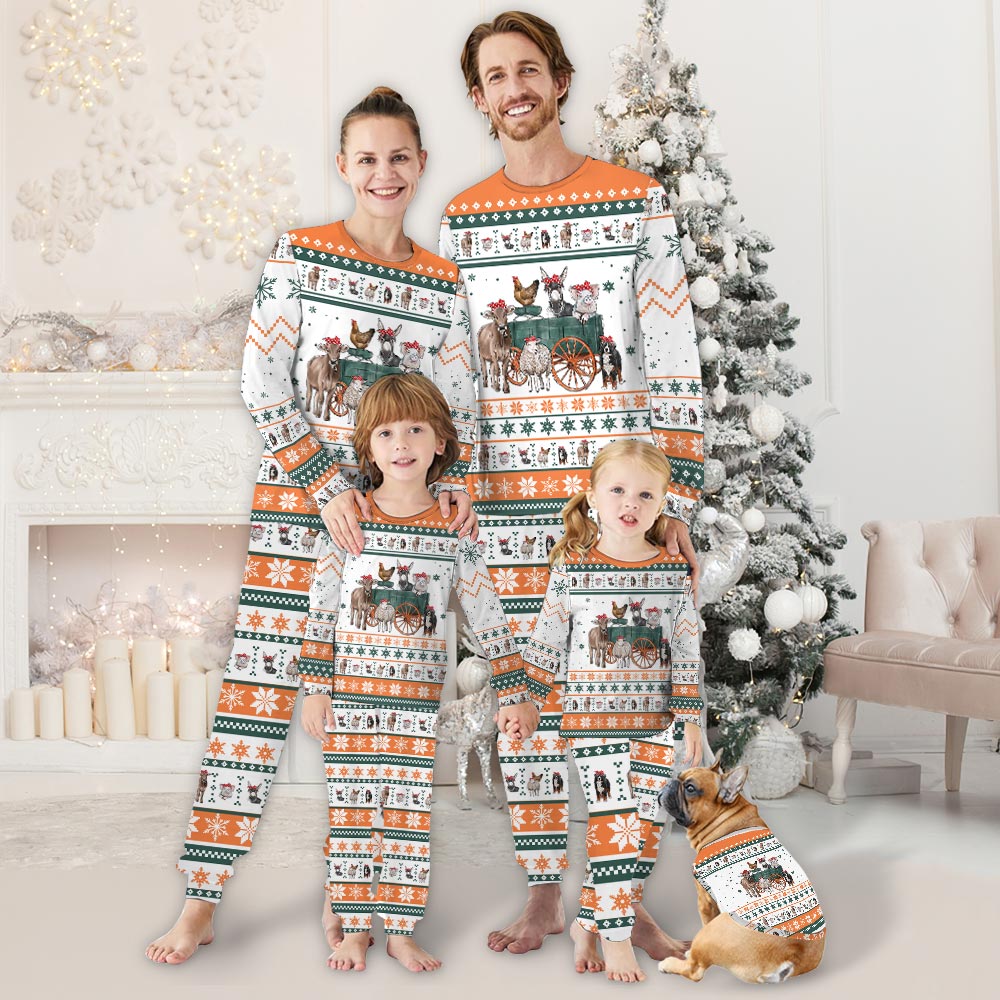 Christmas Farm Matching Family Jammies Including Dog Christmas Farm Matching Family Jammies Including Dog