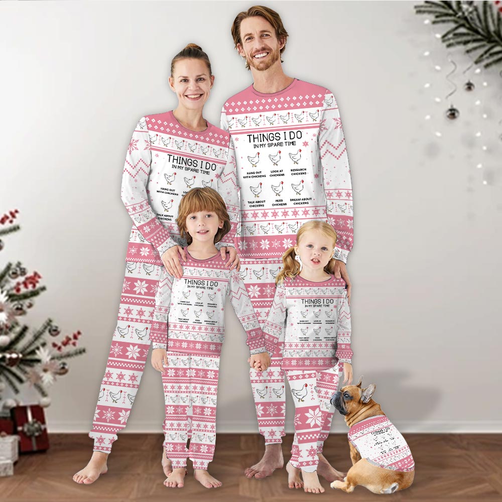 Pink Family Christmas Pajamas For Chicken Lovers Pink Family Christmas Pajamas For Chicken Lovers