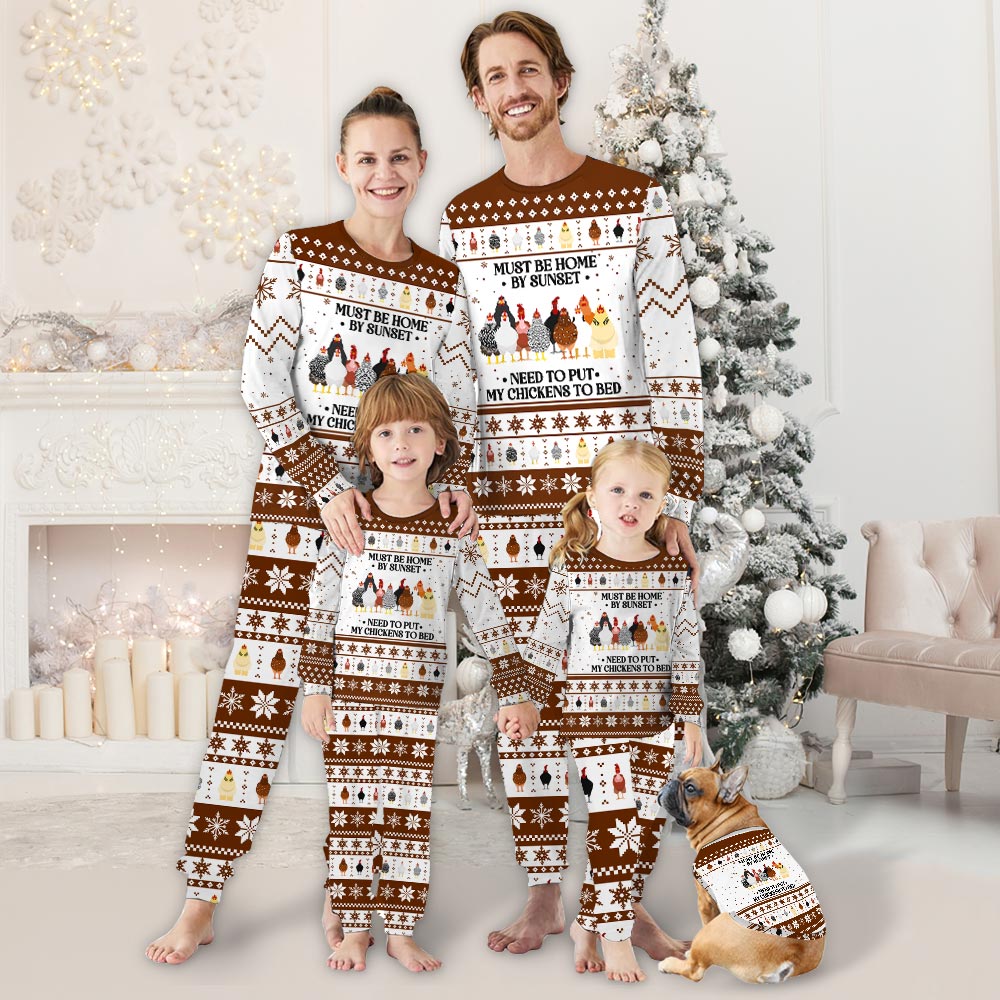 Chicken Theme Family Christmas Pajamas Set Chicken Theme Family Christmas Pajamas Set