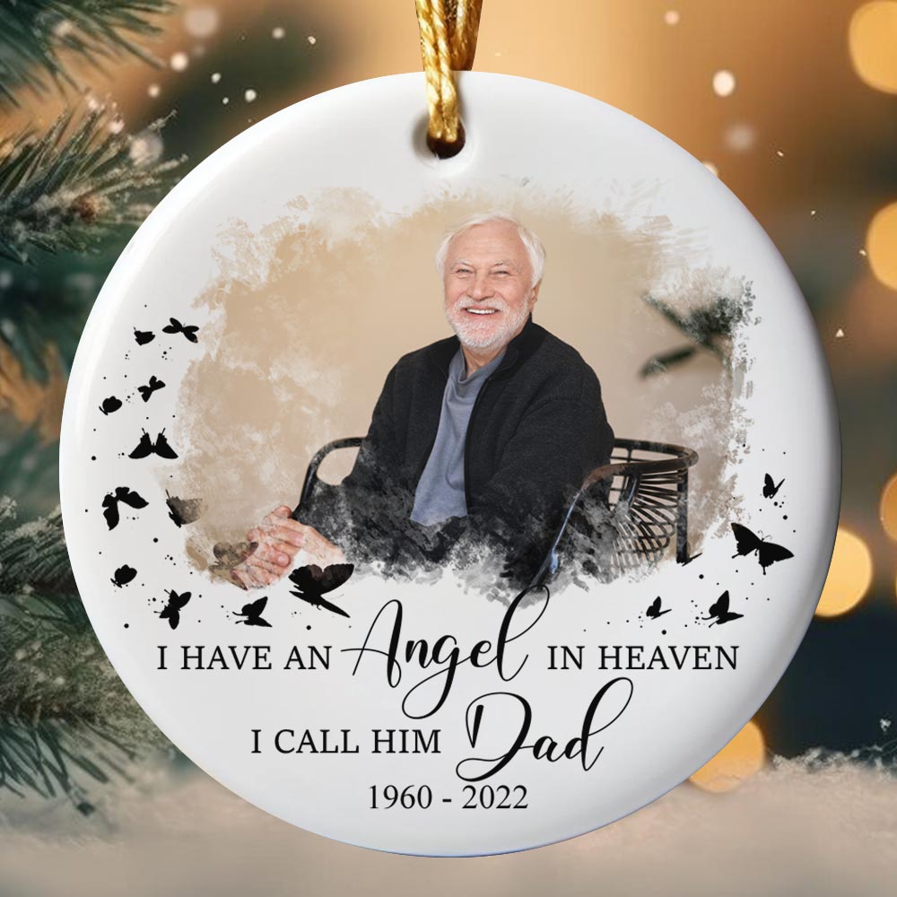 Customizable Memorial Dad In Heaven Christmas Ornament Customizable Memorial Dad In Heaven Christmas Ornament