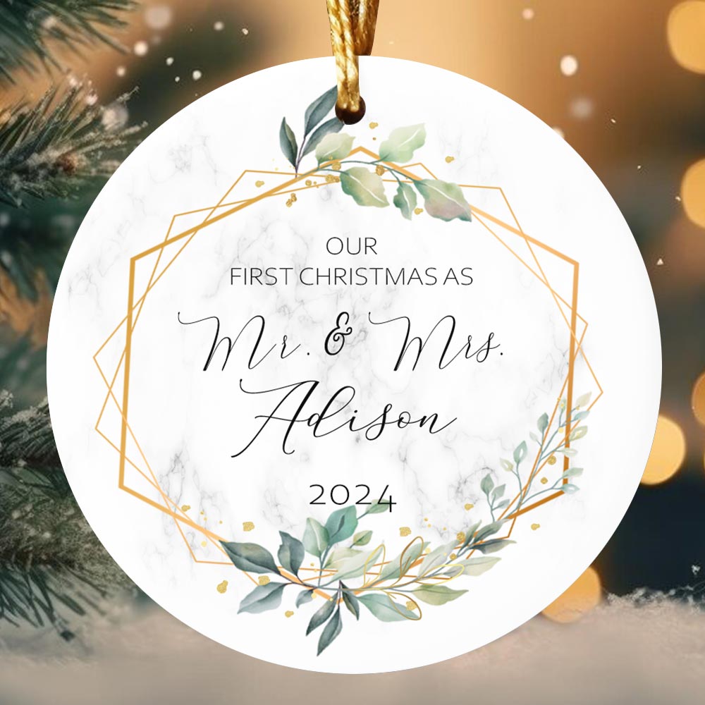 Personalized Just Married Couple Christmas Ornament Personalized Just Married Couple Christmas Ornament