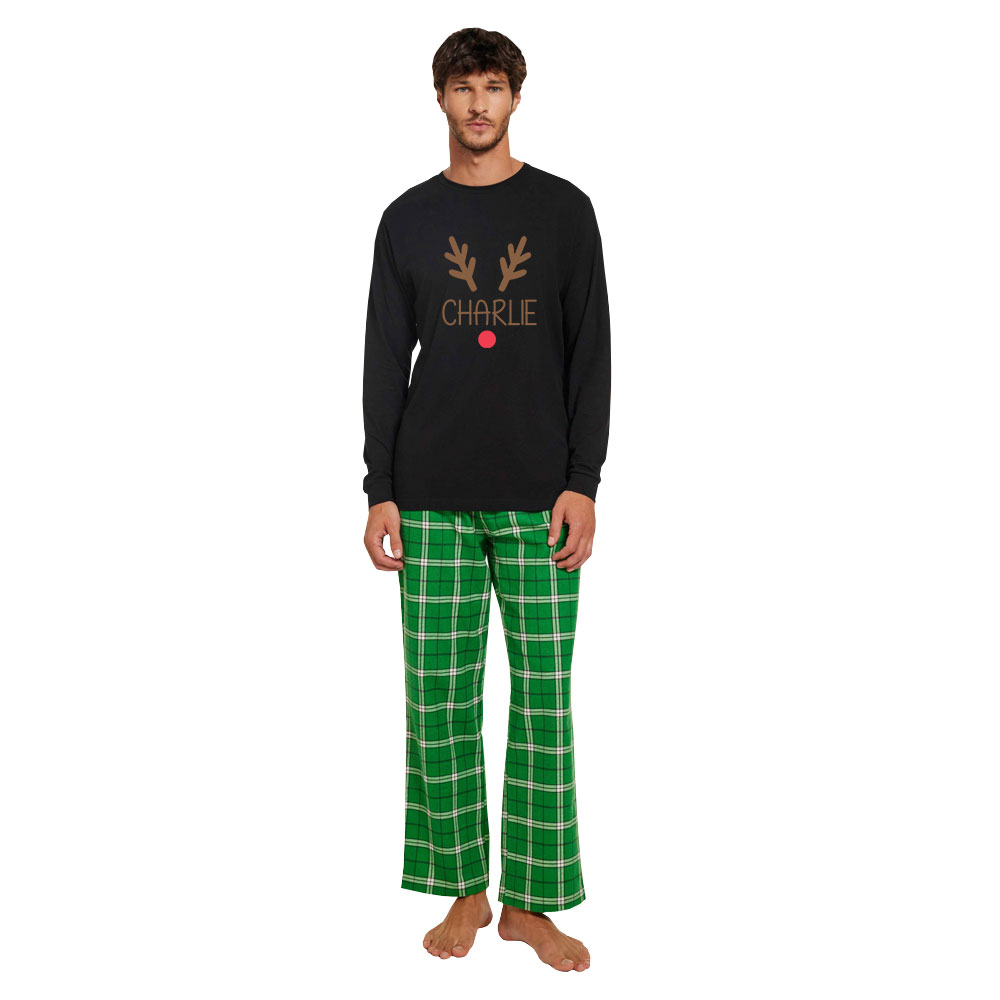 Personalized Red-nosed Reindeer Family Christmas Pajamas Cotton Personalized Red-nosed Reindeer Family Christmas Pajamas Cotton