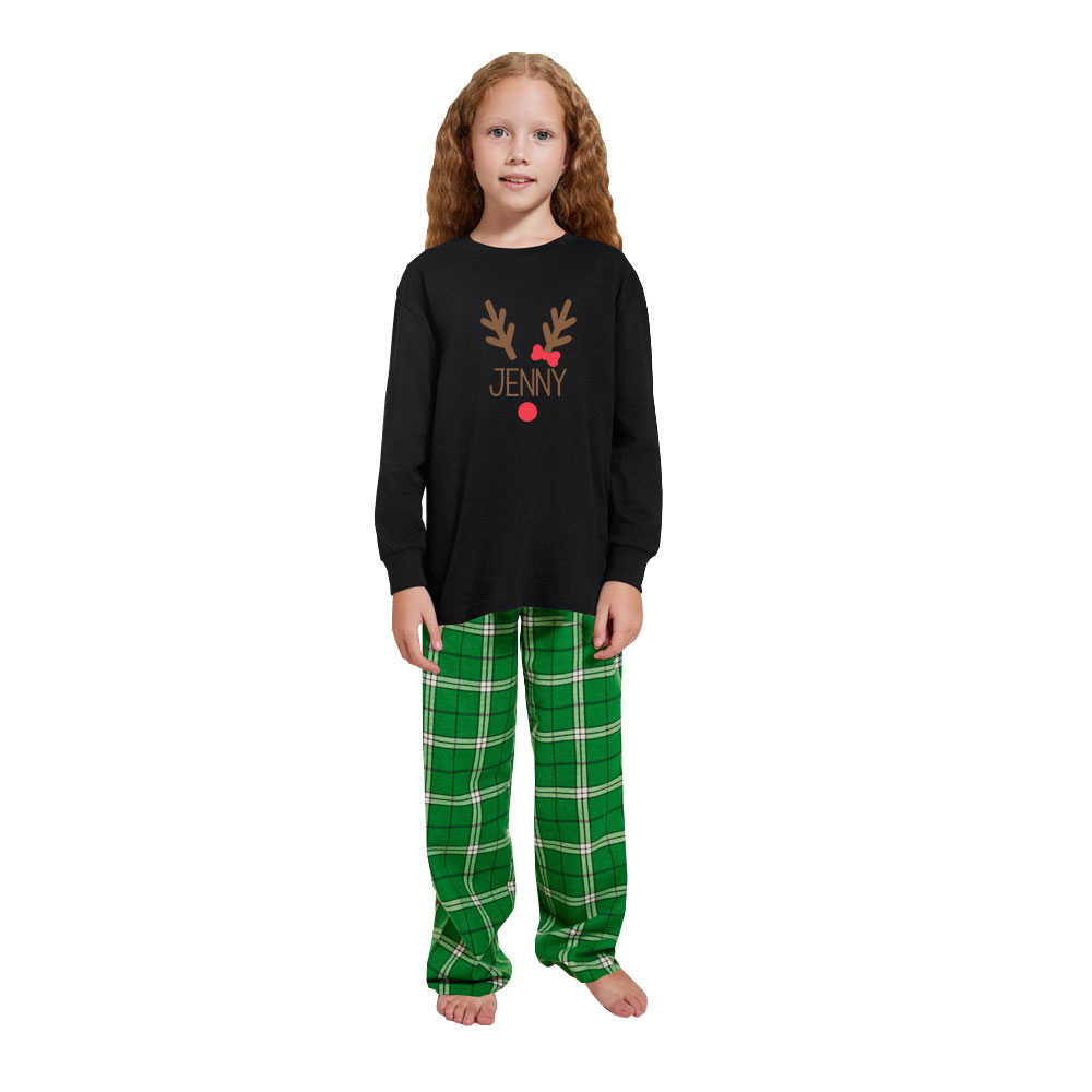 Personalized Red-nosed Reindeer Family Christmas Pajamas Cotton Personalized Red-nosed Reindeer Family Christmas Pajamas Cotton