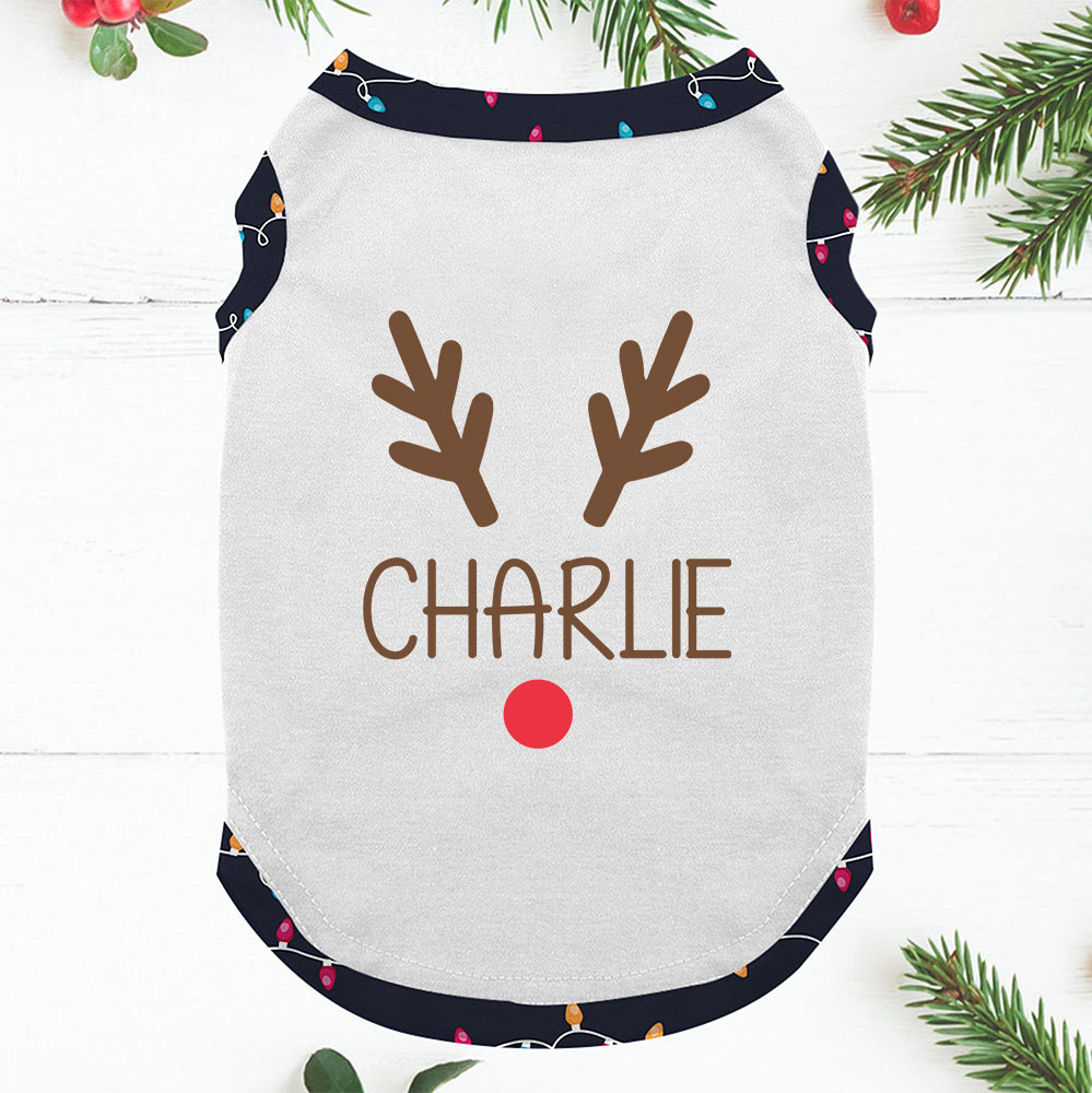 Customizable Name Red-nosed Reindeer Christmas Pjs Short Sleeves Customizable Name Red-nosed Reindeer Christmas Pjs Short Sleeves