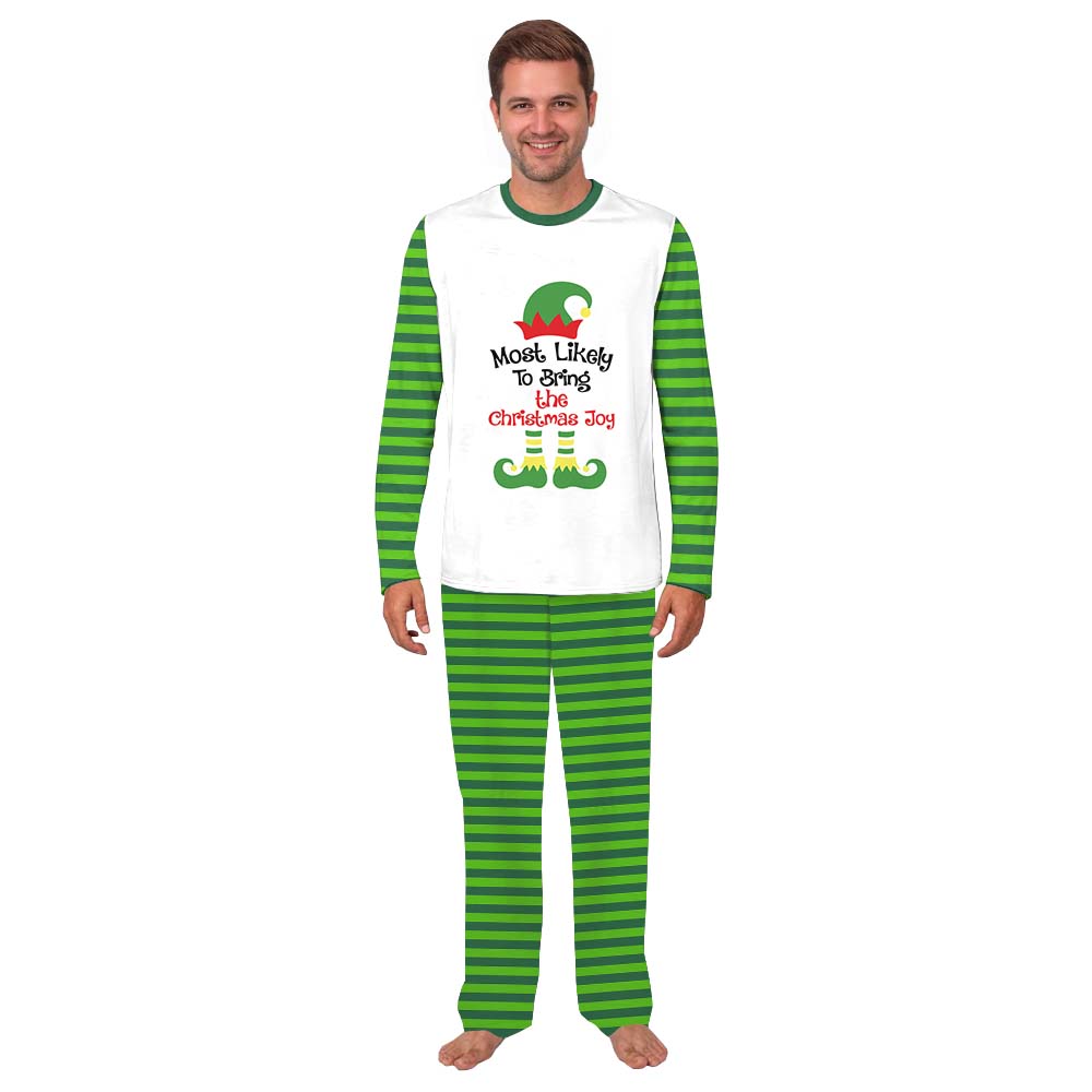 Most Likely Elf Striped Christmas Holiday Pajamas For Group Most Likely Elf Striped Christmas Holiday Pajamas For Group