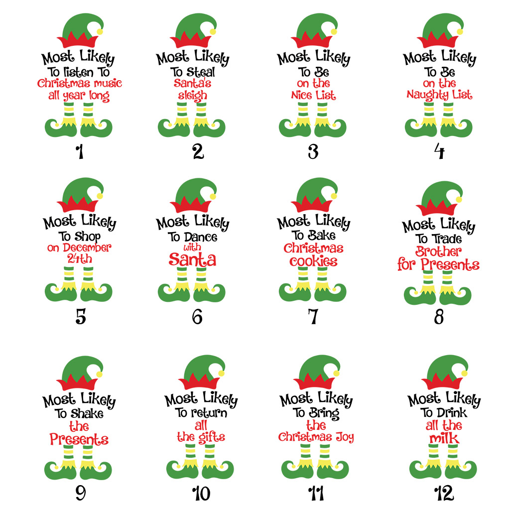 Most Likely Elf Striped Christmas Holiday Pajamas For Group Most Likely Elf Striped Christmas Holiday Pajamas For Group