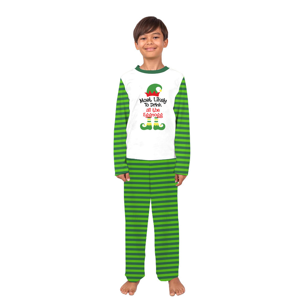 Most Likely Elf Striped Christmas Holiday Pajamas For Group Most Likely Elf Striped Christmas Holiday Pajamas For Group