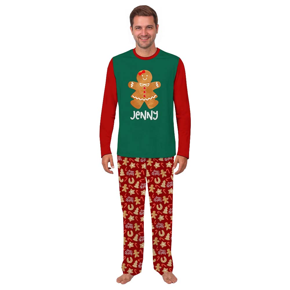 Personalized Gingerbread Family Sleepwear Christmas Green And Red Personalized Gingerbread Family Sleepwear Christmas Green And Red