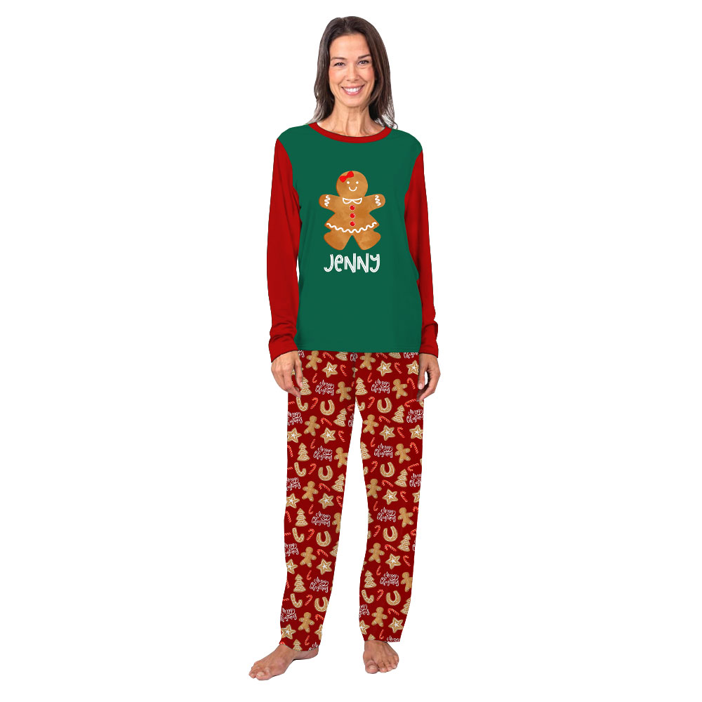 Personalized Gingerbread Family Sleepwear Christmas Green And Red Personalized Gingerbread Family Sleepwear Christmas Green And Red