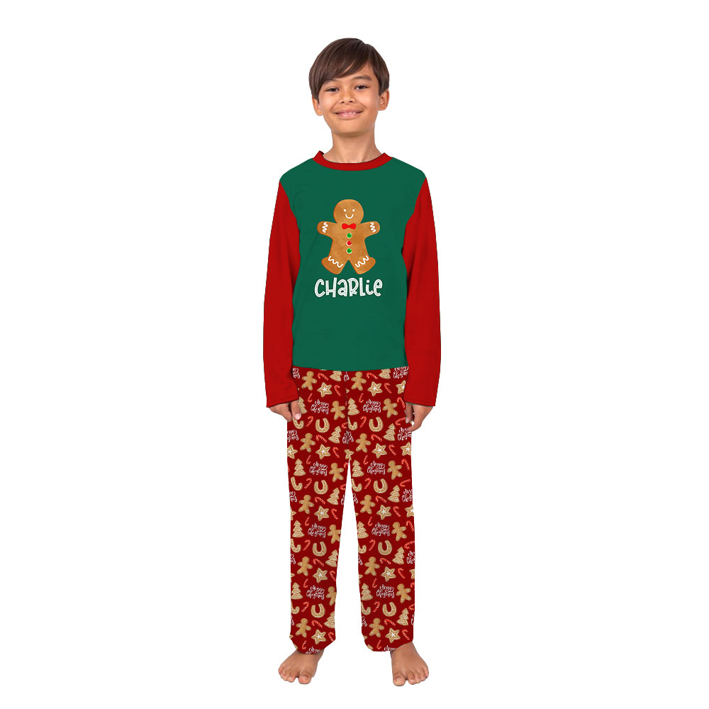 Personalized Gingerbread Family Sleepwear Christmas Green And Red Personalized Gingerbread Family Sleepwear Christmas Green And Red