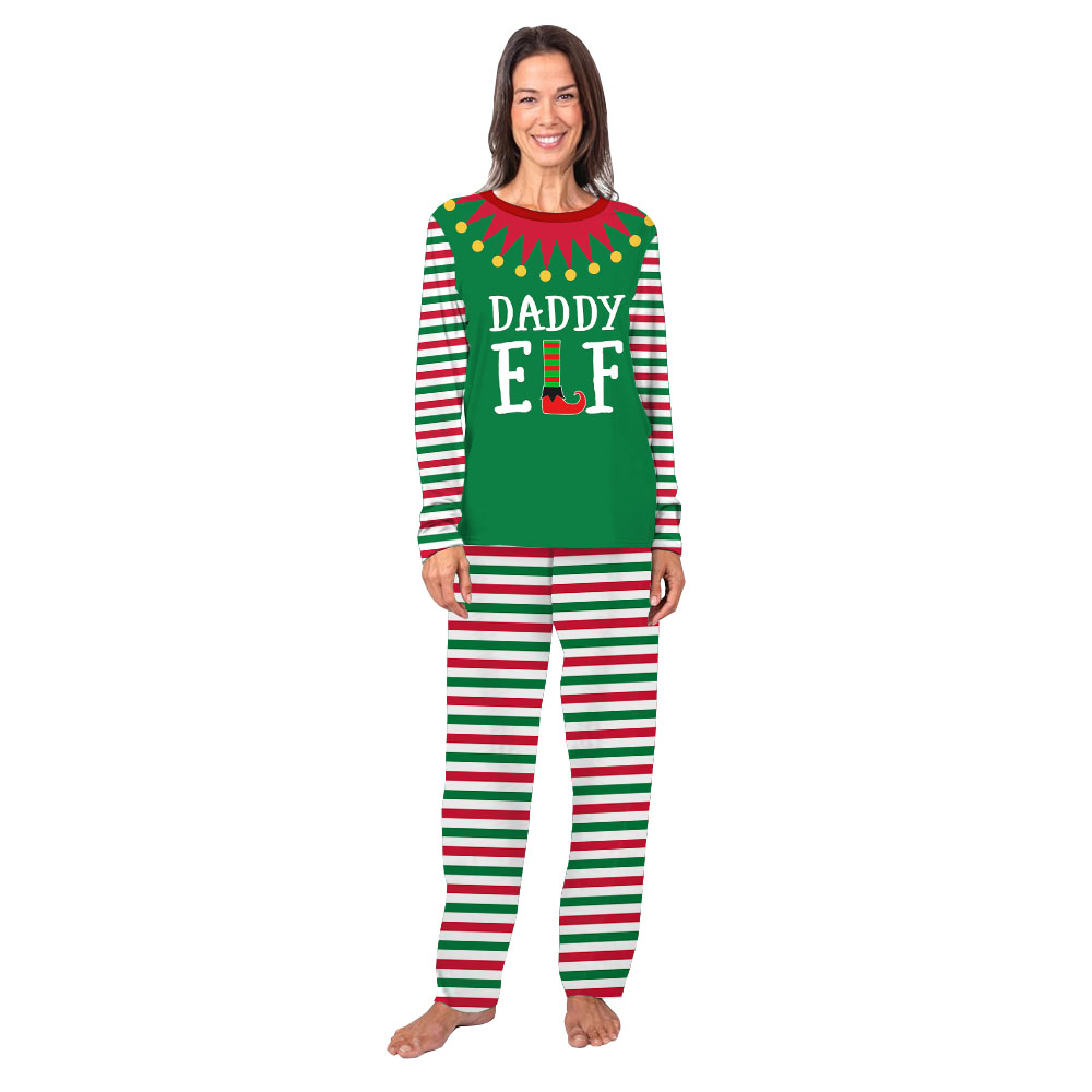 Funny Custom Elf Striped Family Christmas Pajamas With Dog Funny Custom Elf Striped Family Christmas Pajamas With Dog