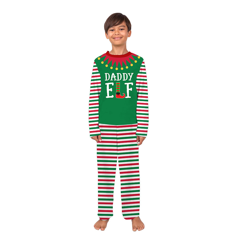 Funny Custom Elf Striped Family Christmas Pajamas With Dog Funny Custom Elf Striped Family Christmas Pajamas With Dog