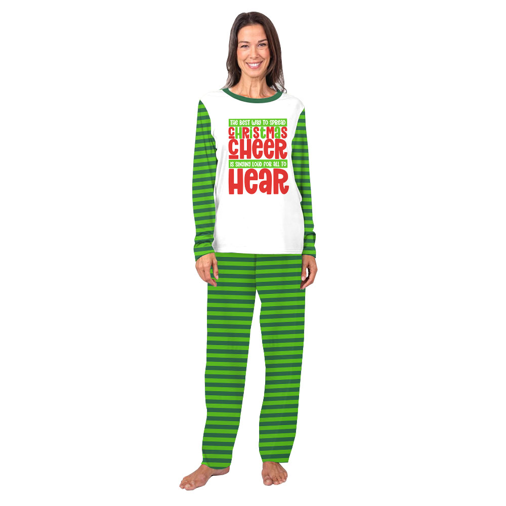 Personalized Buddy Elf Striped Family Christmas Pajamas Green