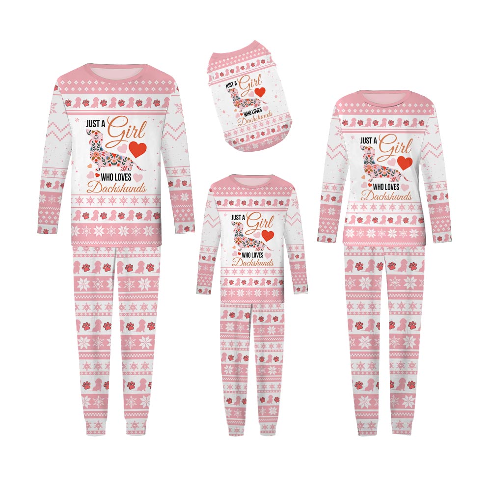 Pink Dog Theme Christmas Pajamas For Dachshunds Lover Pink Dog Theme Christmas Pajamas For Dachshunds Lover
