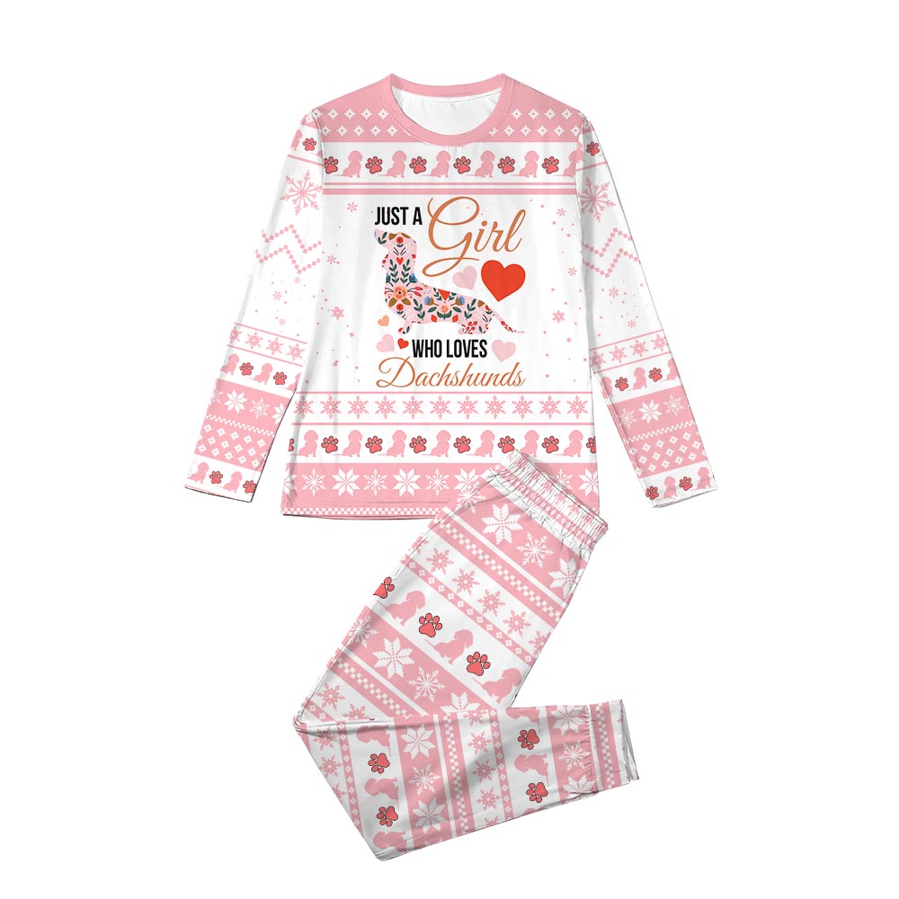 Pink Dog Theme Christmas Pajamas For Dachshunds Lover Pink Dog Theme Christmas Pajamas For Dachshunds Lover