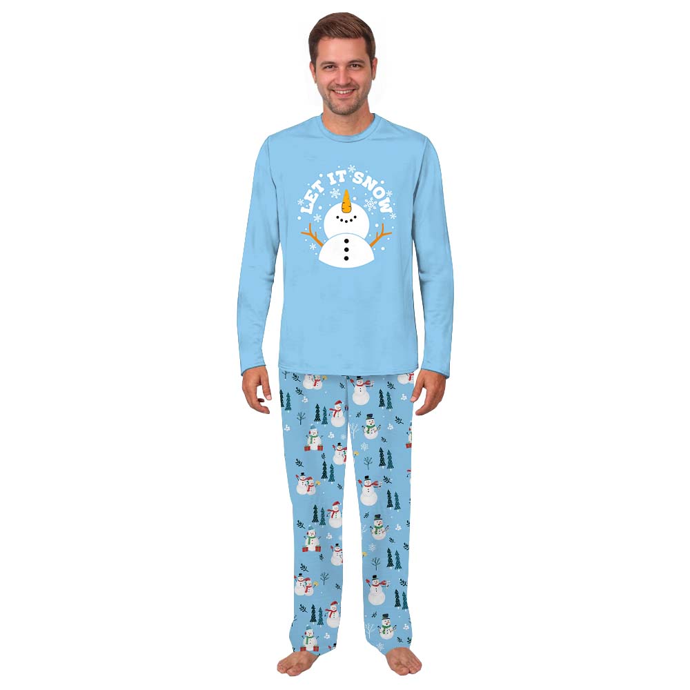 Let It Snowman Matching Family Pajama Sets Christmas Blue Let It Snowman Matching Family Pajama Sets Christmas Blue