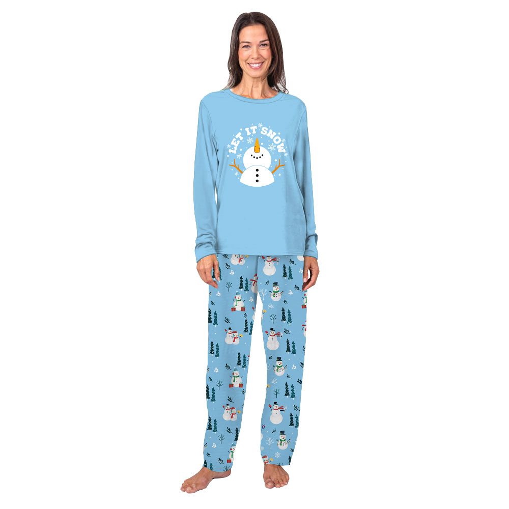 Let It Snowman Matching Family Pajama Sets Christmas Blue Let It Snowman Matching Family Pajama Sets Christmas Blue