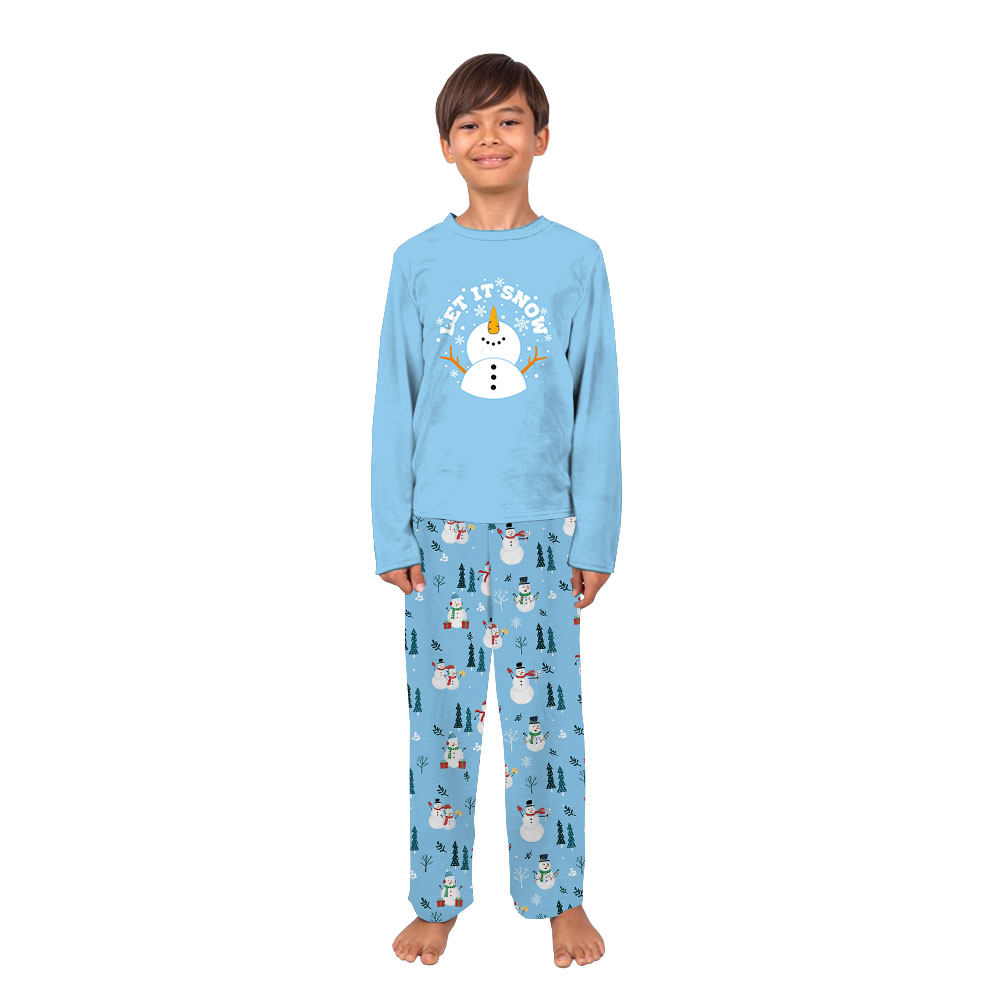 Let It Snowman Matching Family Pajama Sets Christmas Blue Let It Snowman Matching Family Pajama Sets Christmas Blue