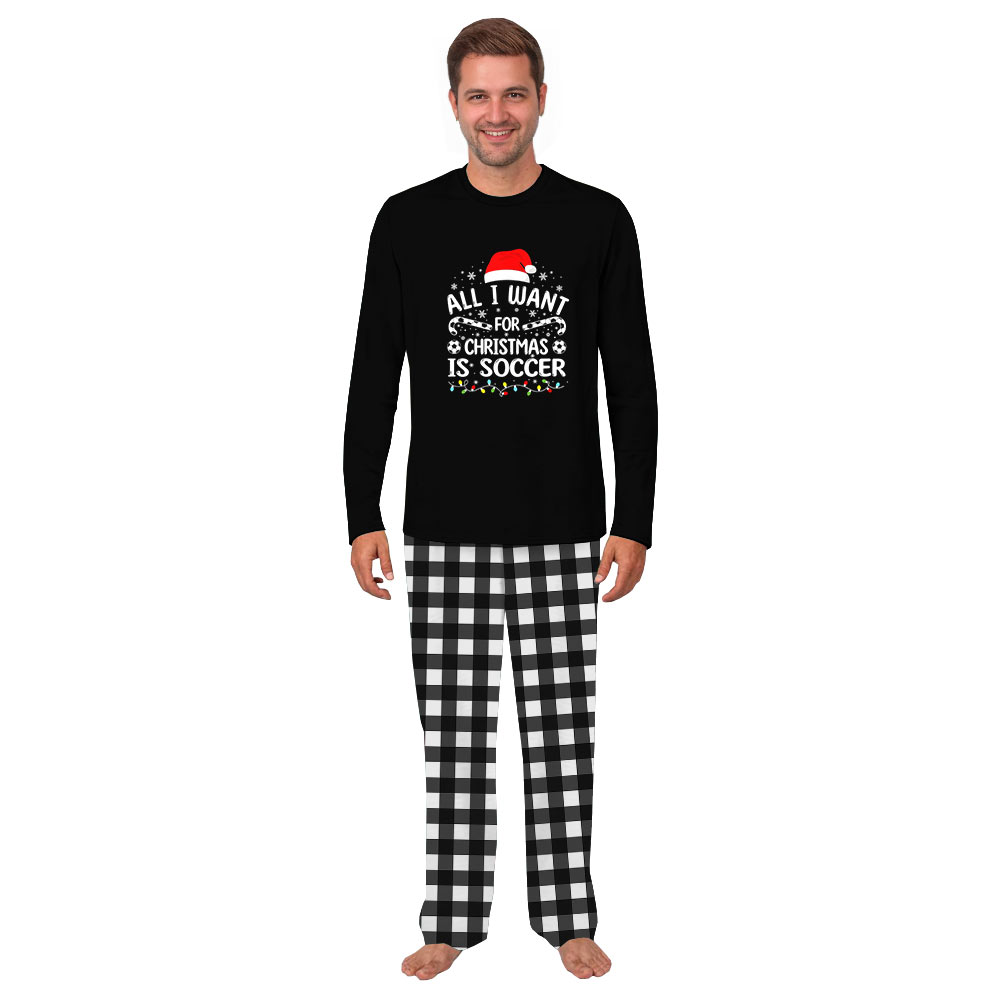 Black Matching Pajamas For Dogs And People Christmas Soccer Theme