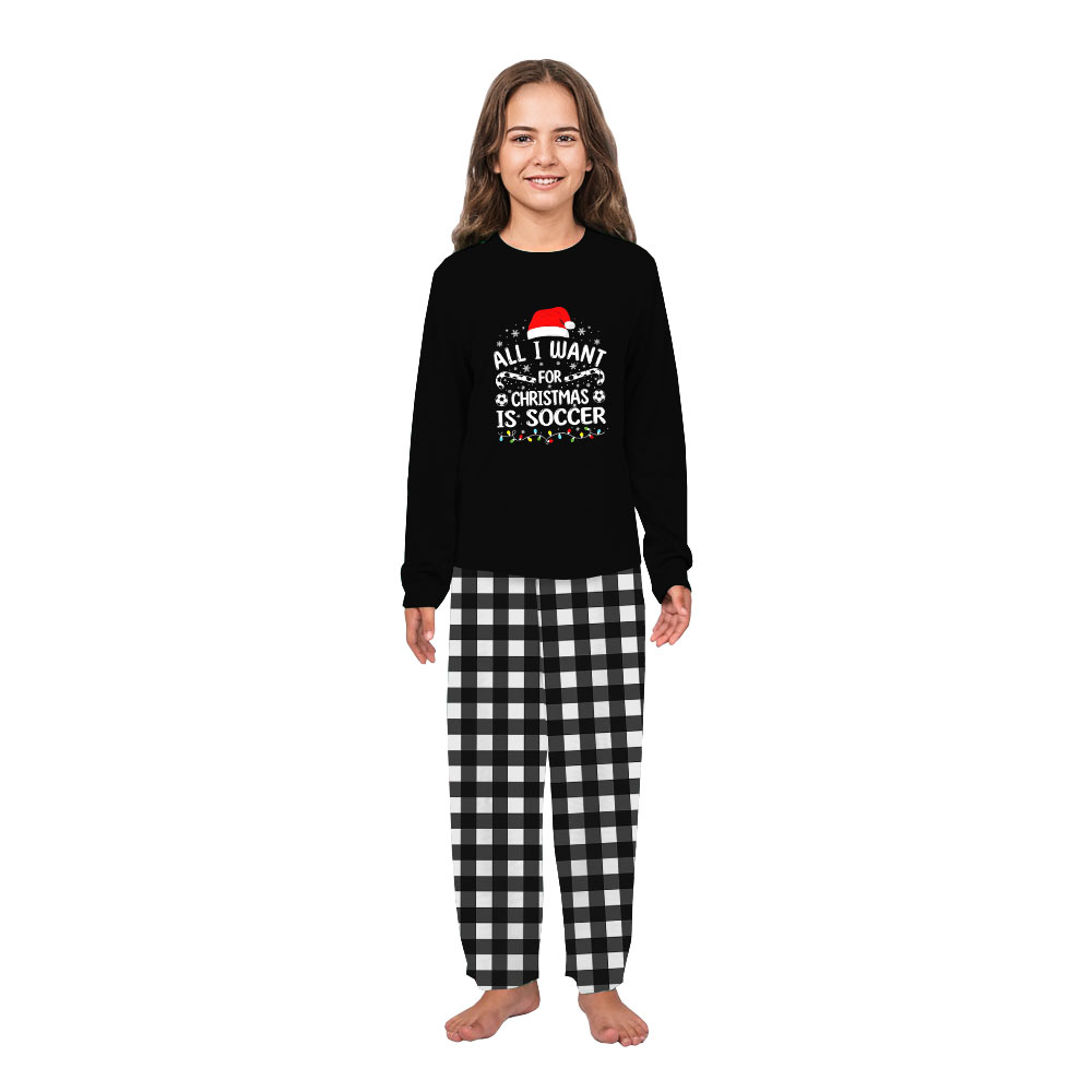 Black Matching Pajamas For Dogs And People Christmas Soccer Theme