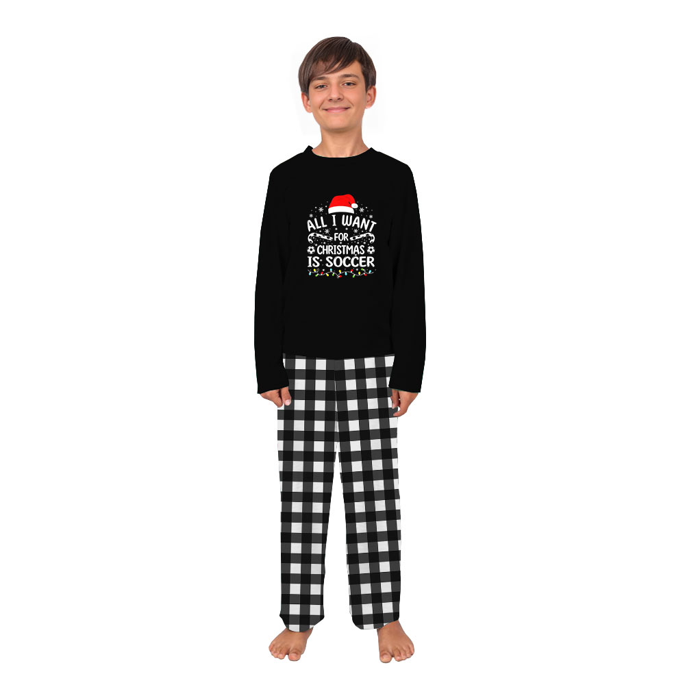 Black Matching Pajamas For Dogs And People Christmas Soccer Theme