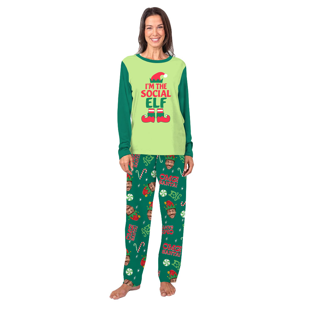 Personalized Elf Family Matching Christmas PJs With Faces