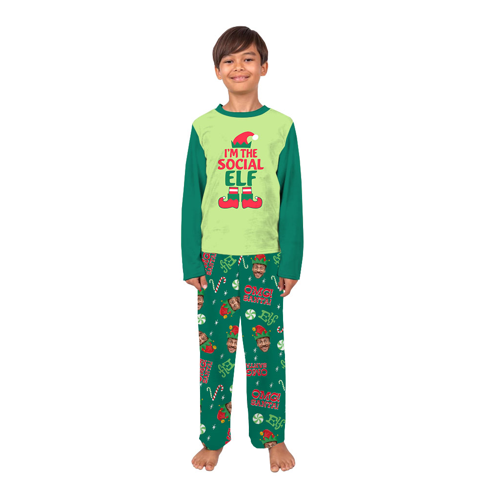 Personalized Elf Family Matching Christmas PJs With Faces