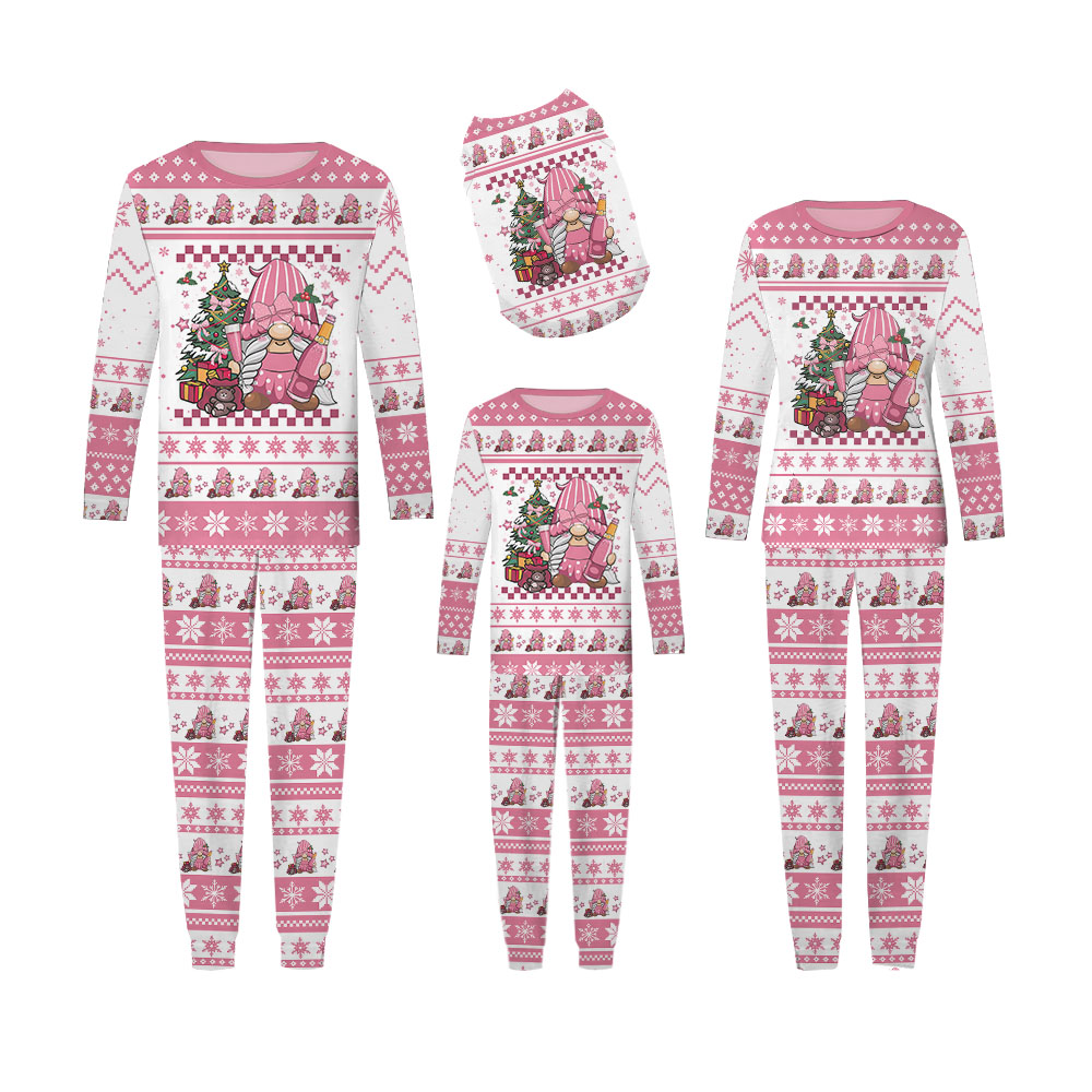 Gnome Cheer Pink Family Christmas Pajamas With Dog Gnome Cheer Pink Family Christmas Pajamas With Dog