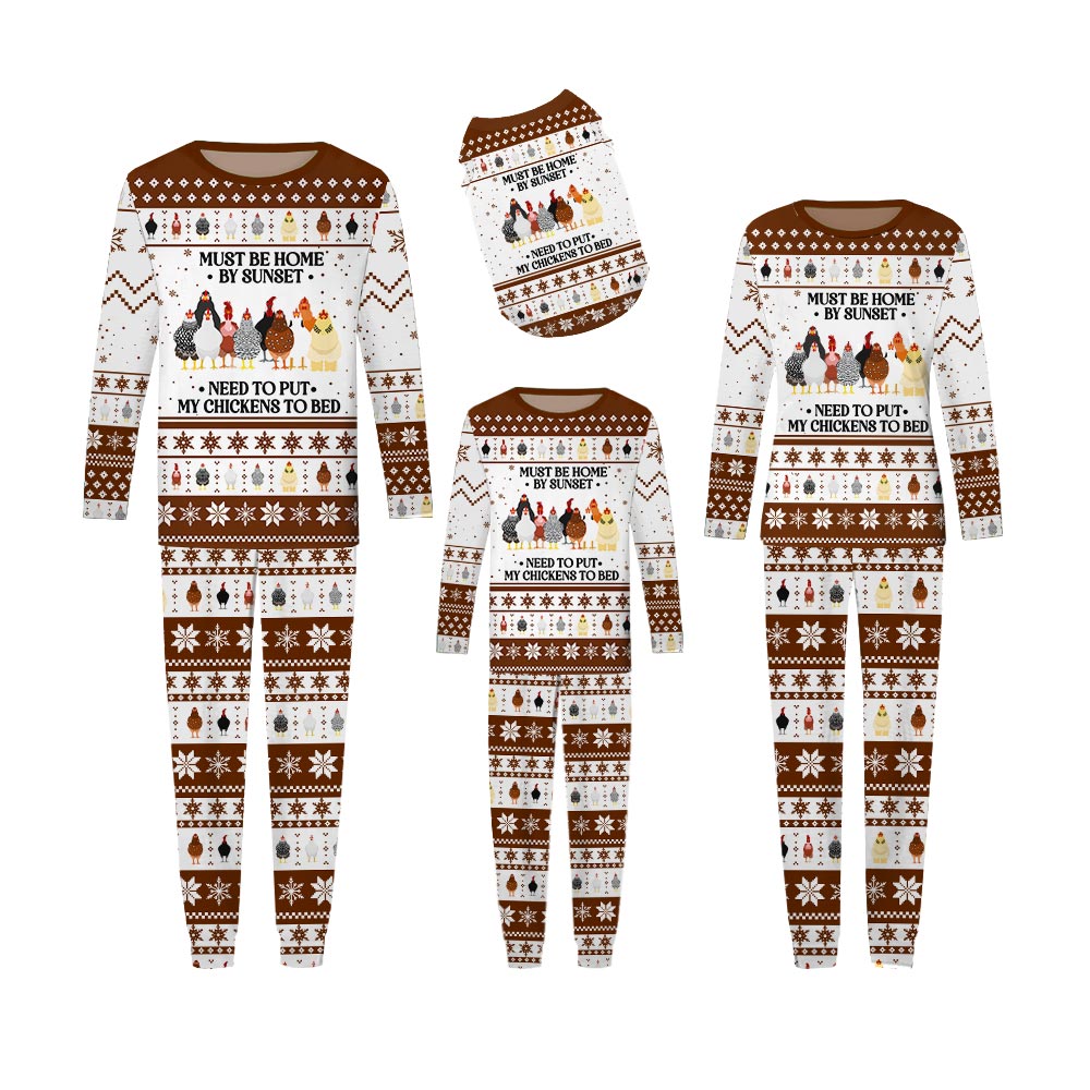 Chicken Theme Family Christmas Pajamas Set Chicken Theme Family Christmas Pajamas Set