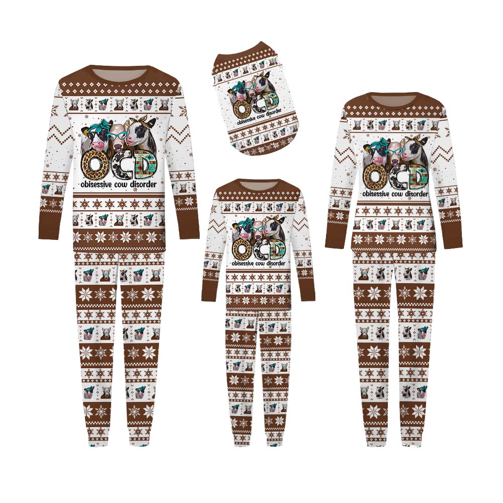 Cow Lover Family Christmas Pajamas With Dog Cow Lover Family Christmas Pajamas With Dog