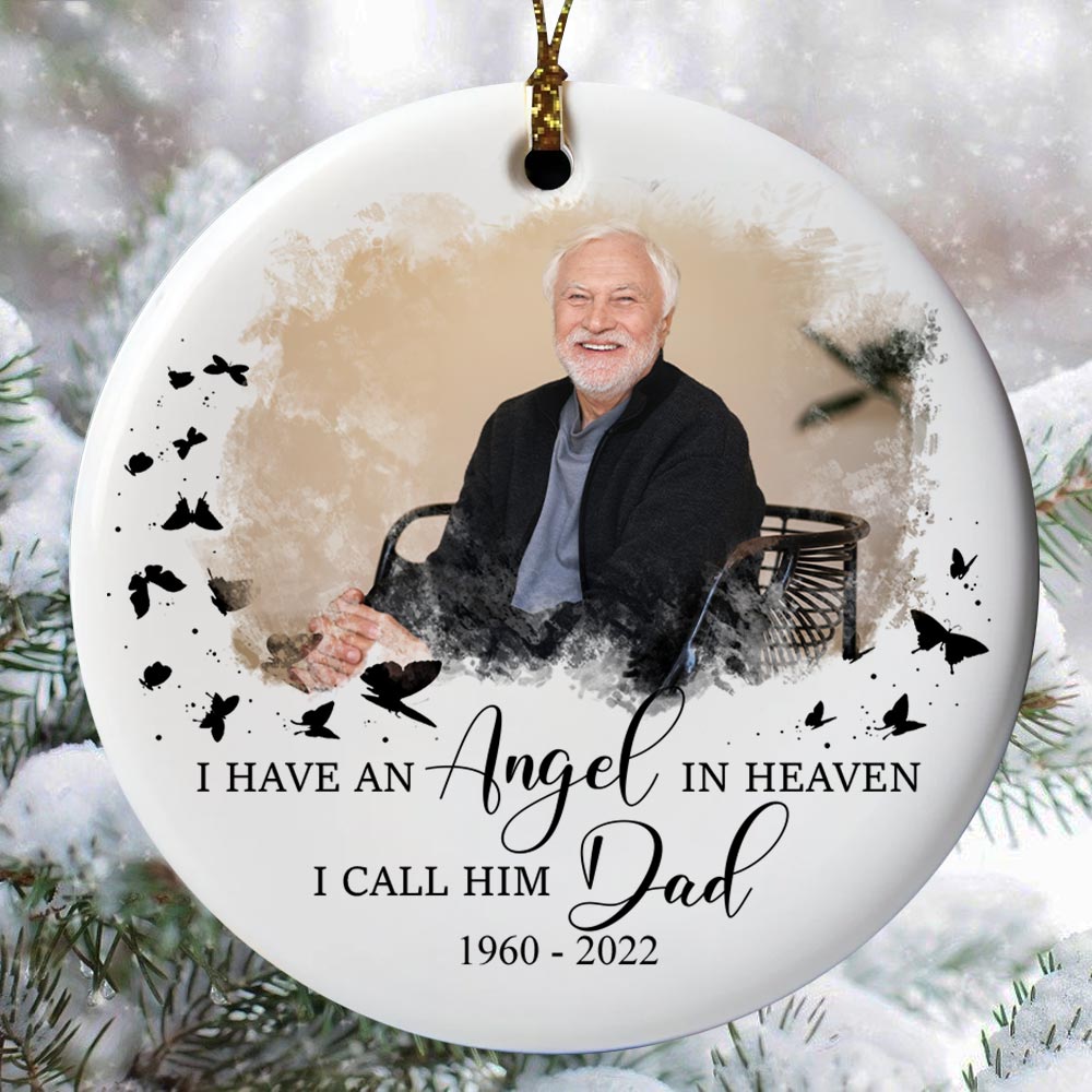Customizable Memorial Dad In Heaven Christmas Ornament Customizable Memorial Dad In Heaven Christmas Ornament