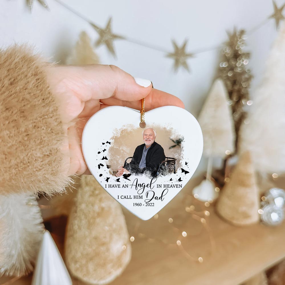 Customizable Memorial Dad In Heaven Christmas Ornament Customizable Memorial Dad In Heaven Christmas Ornament