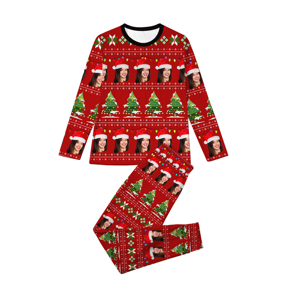 Santa Themed Matching Family Christmas Pajamas With Face Santa Themed Matching Family Christmas Pajamas With Face