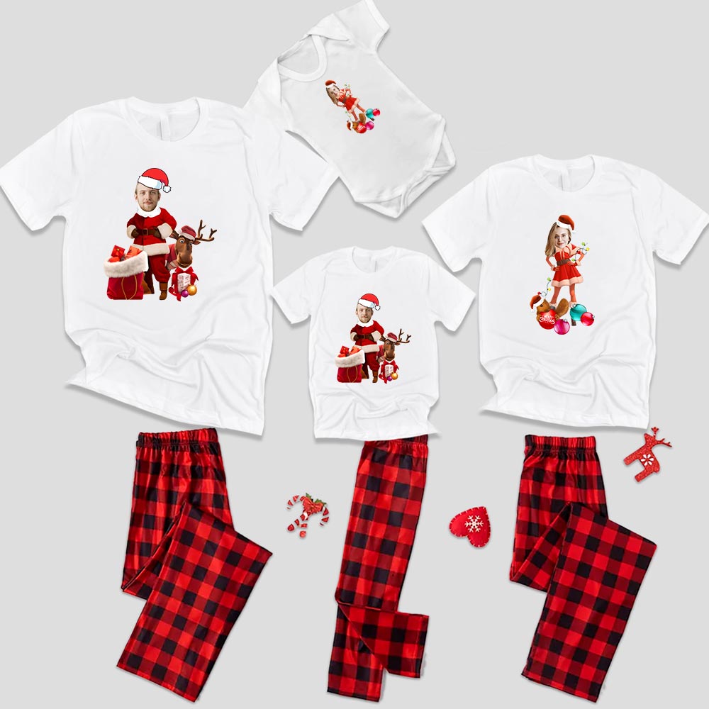 Personalized Christmas Pajamas With Your Face Printed On Them Short Sleeves Personalized Christmas Pajamas With Your Face Printed On Them Short Sleeves