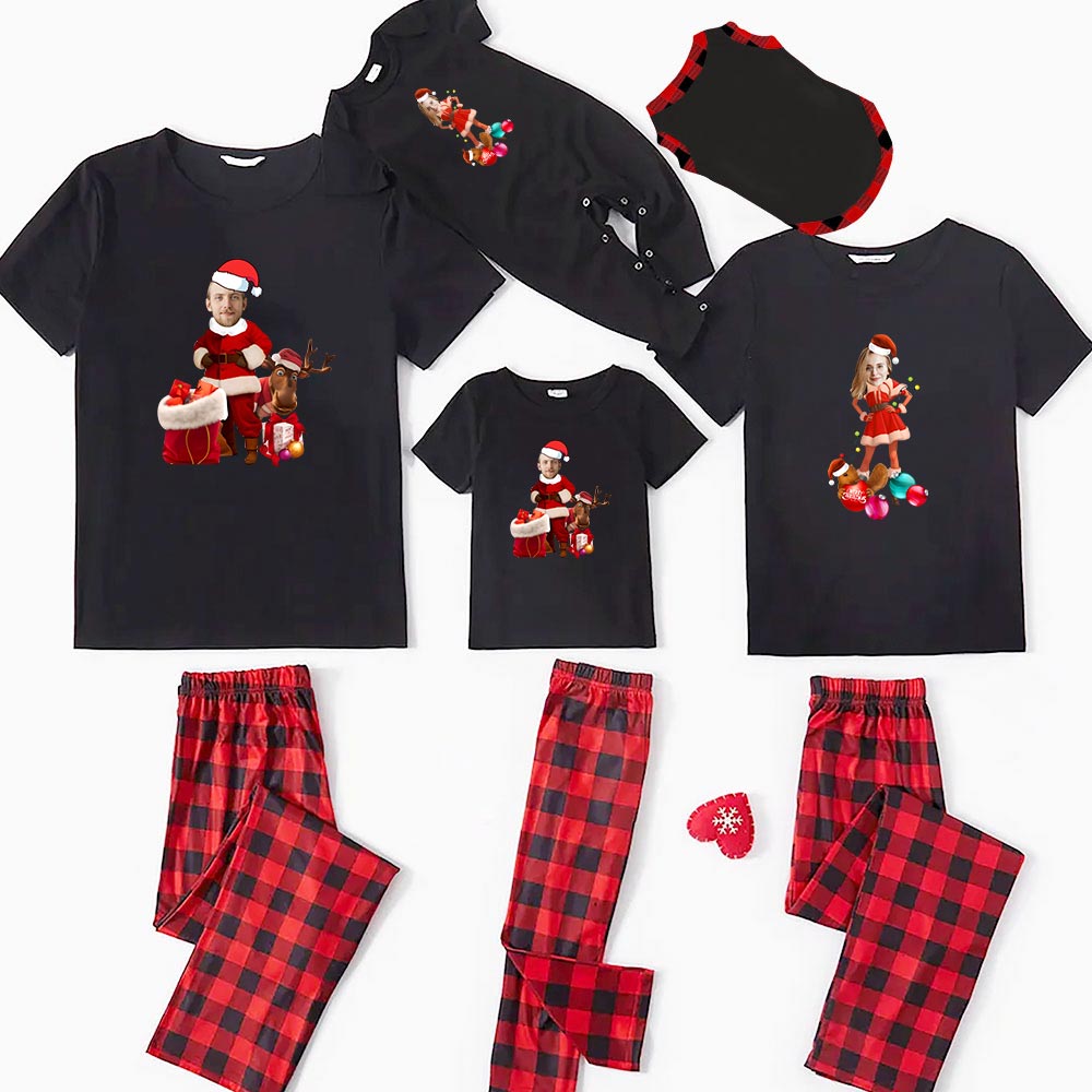 Personalized Christmas Pajamas With Your Face Printed On Them Short Sleeves Personalized Christmas Pajamas With Your Face Printed On Them Short Sleeves