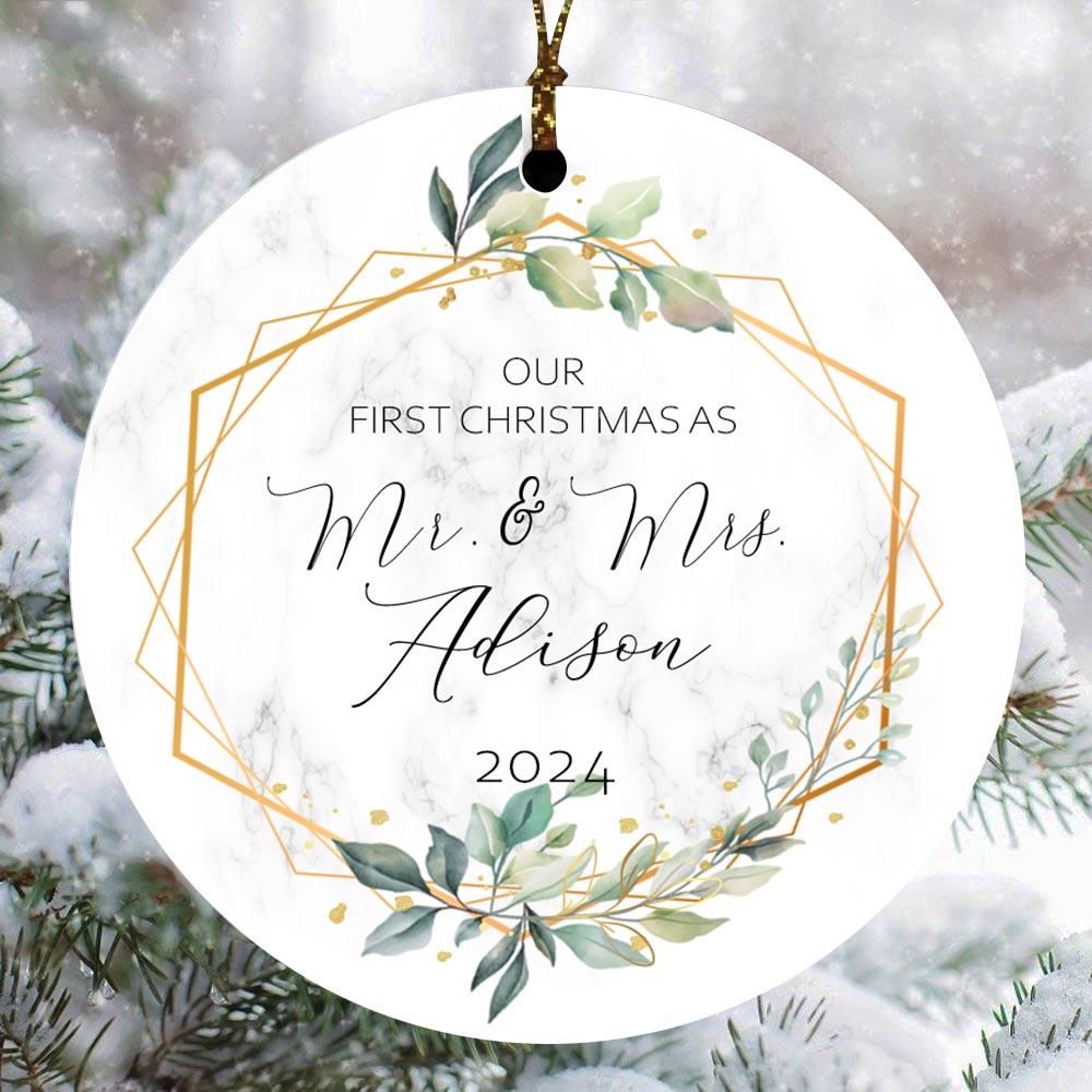 Personalized Just Married Couple Christmas Ornament Personalized Just Married Couple Christmas Ornament