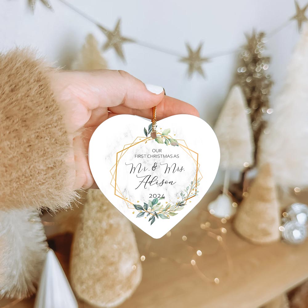 Personalized Just Married Couple Christmas Ornament Personalized Just Married Couple Christmas Ornament
