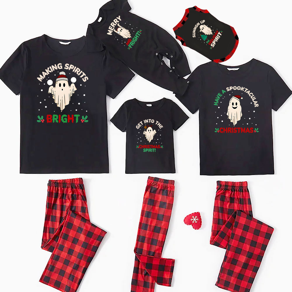 Festive Ghosts Halloween Christmas Pajamas Short Sleeves Festive Ghosts Halloween Christmas Pajamas Short Sleeves