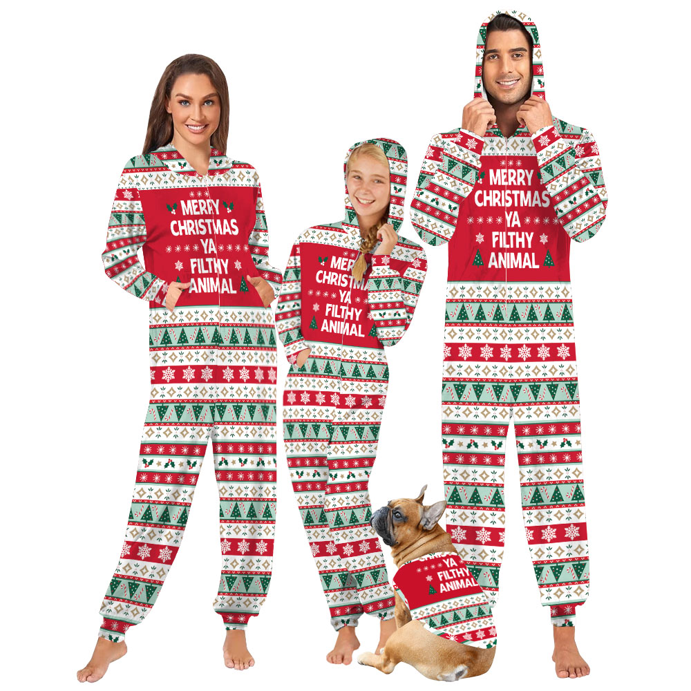 Ya Filthy Animal Christmas Onesie For Family And Dog Ya Filthy Animal Christmas Onesie For Family And Dog