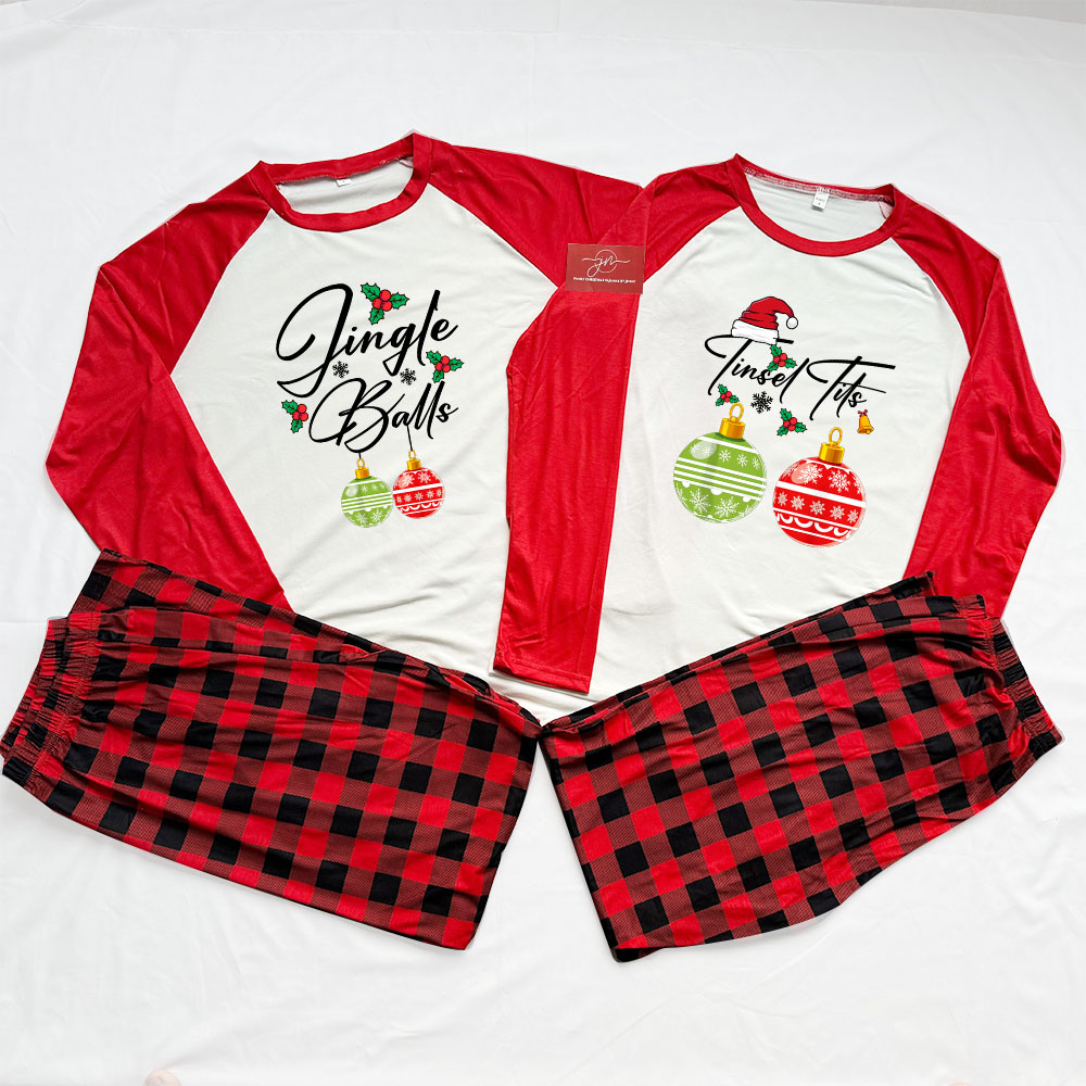 Balls Tits Funny Matching Couple Christmas Pajamas Balls Tits Funny Matching Couple Christmas Pajamas