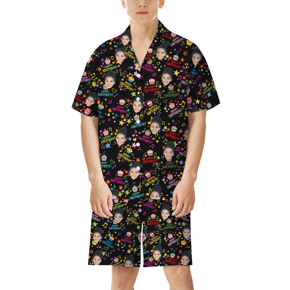 Festive Birthday Theme Custom Pajamas With Face On Them Festive Birthday Theme Custom Pajamas With Face On Them