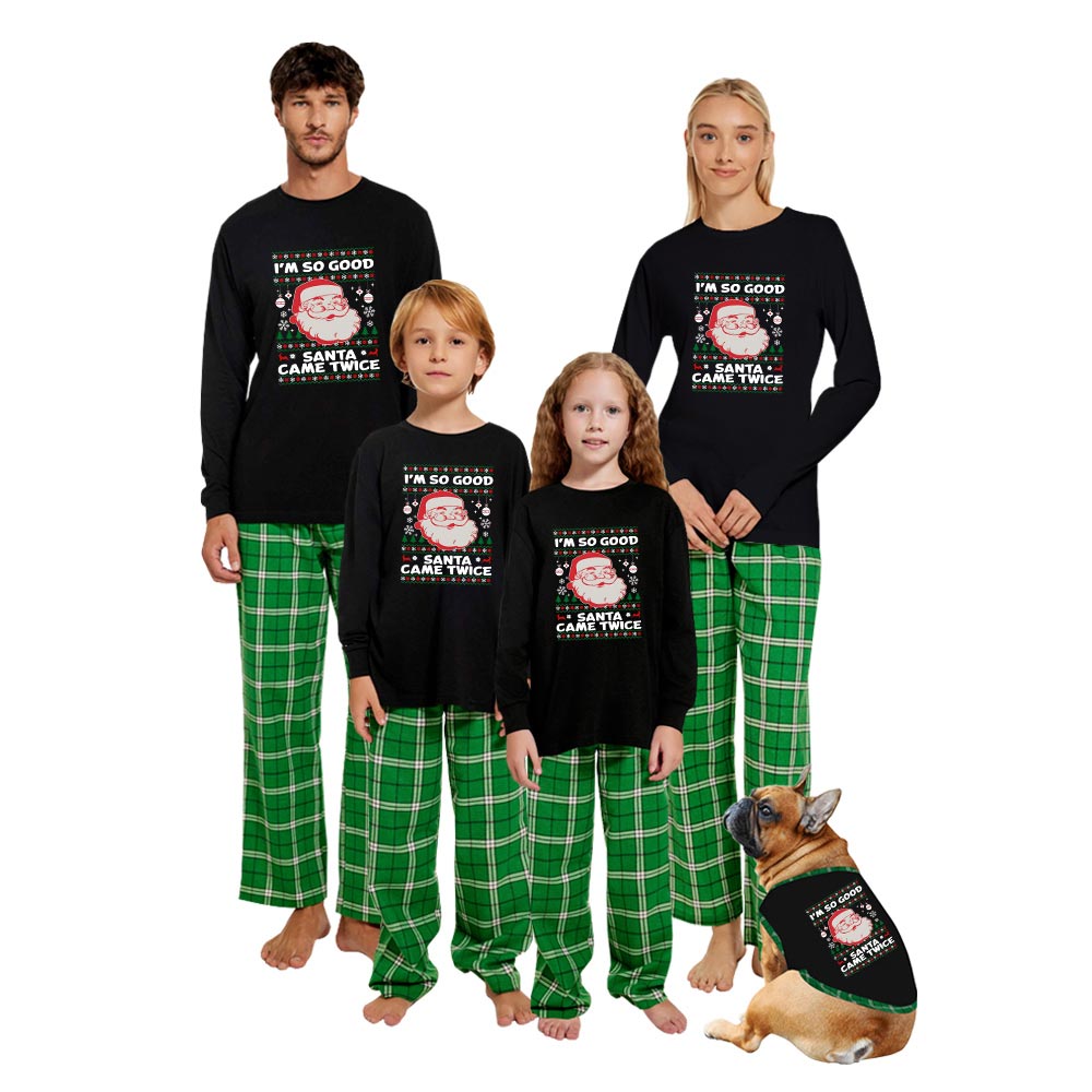 Santa Claus Christmas Jammies With Jokes Cotton Santa Claus Christmas Jammies With Jokes Cotton
