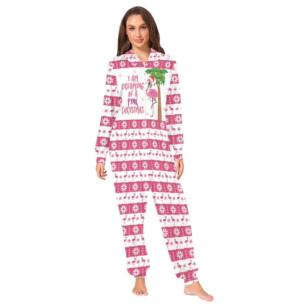 Pink Flamingo Christmas Onesie Adults And Kids Pink Flamingo Christmas Onesie Adults And Kids