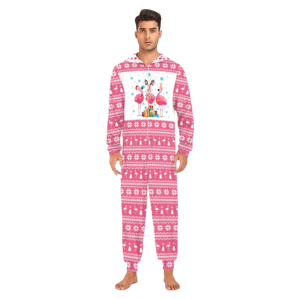 Flamingo Pink Christmas Onesies For The Family