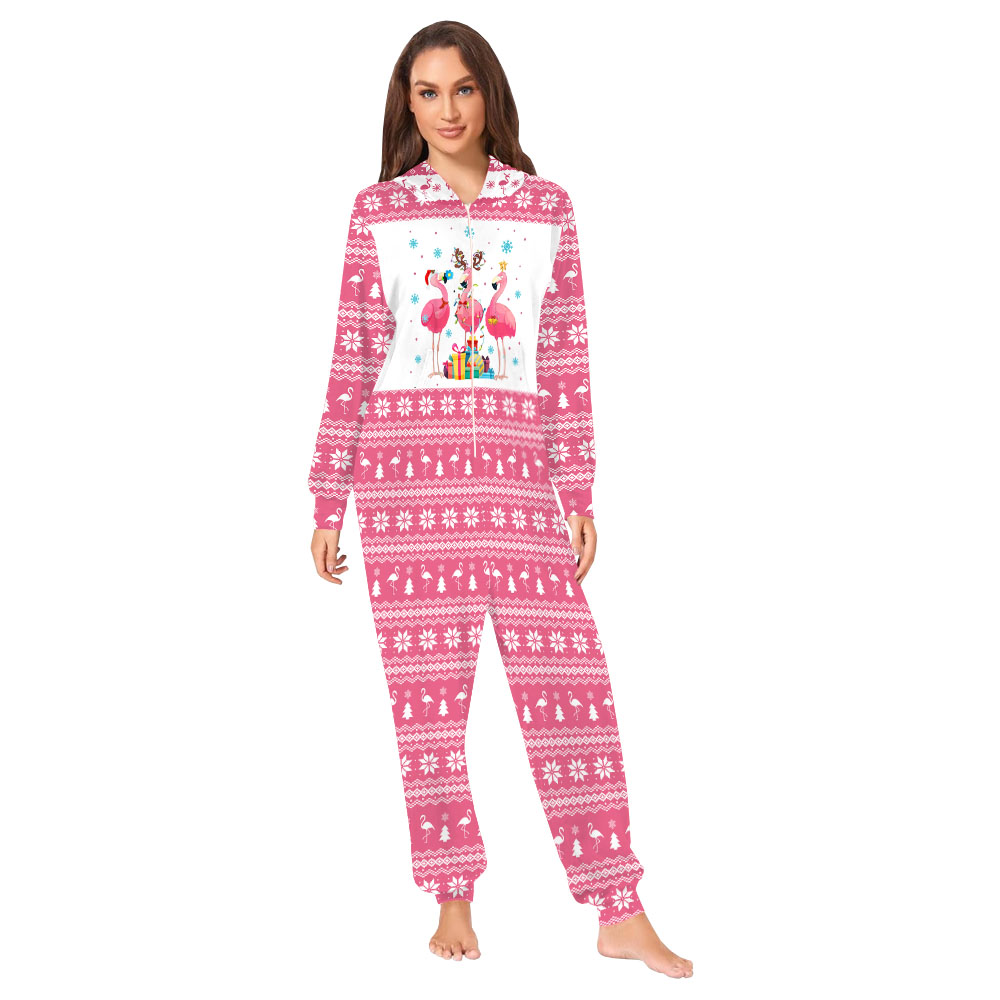 Flamingo Pink Christmas Onesies For The Family